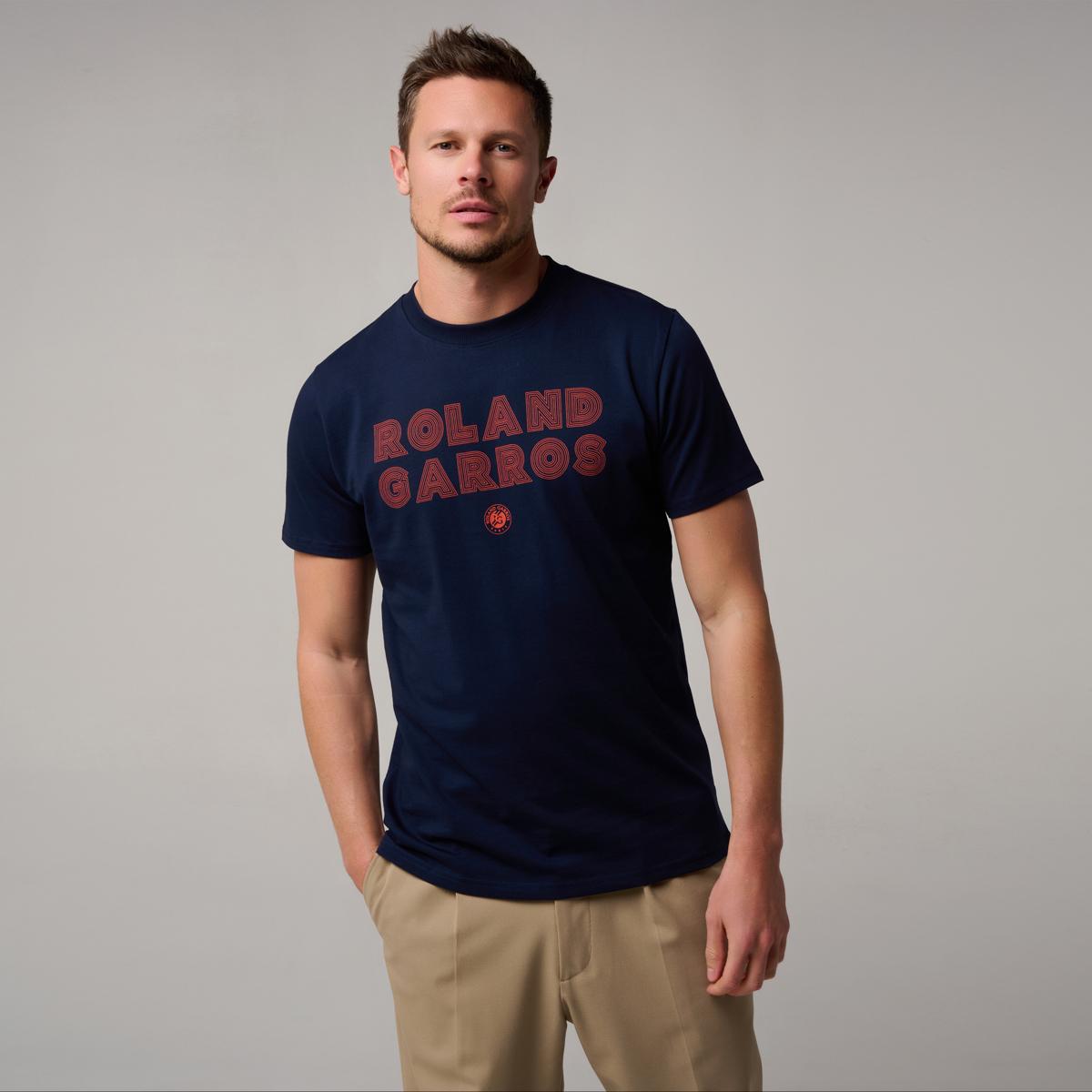 ROLAND GARROS テニス Tシャツ L ネイビー Roland-Garros Signature men T-Shirt - Navy blue | Roland-Garros Store