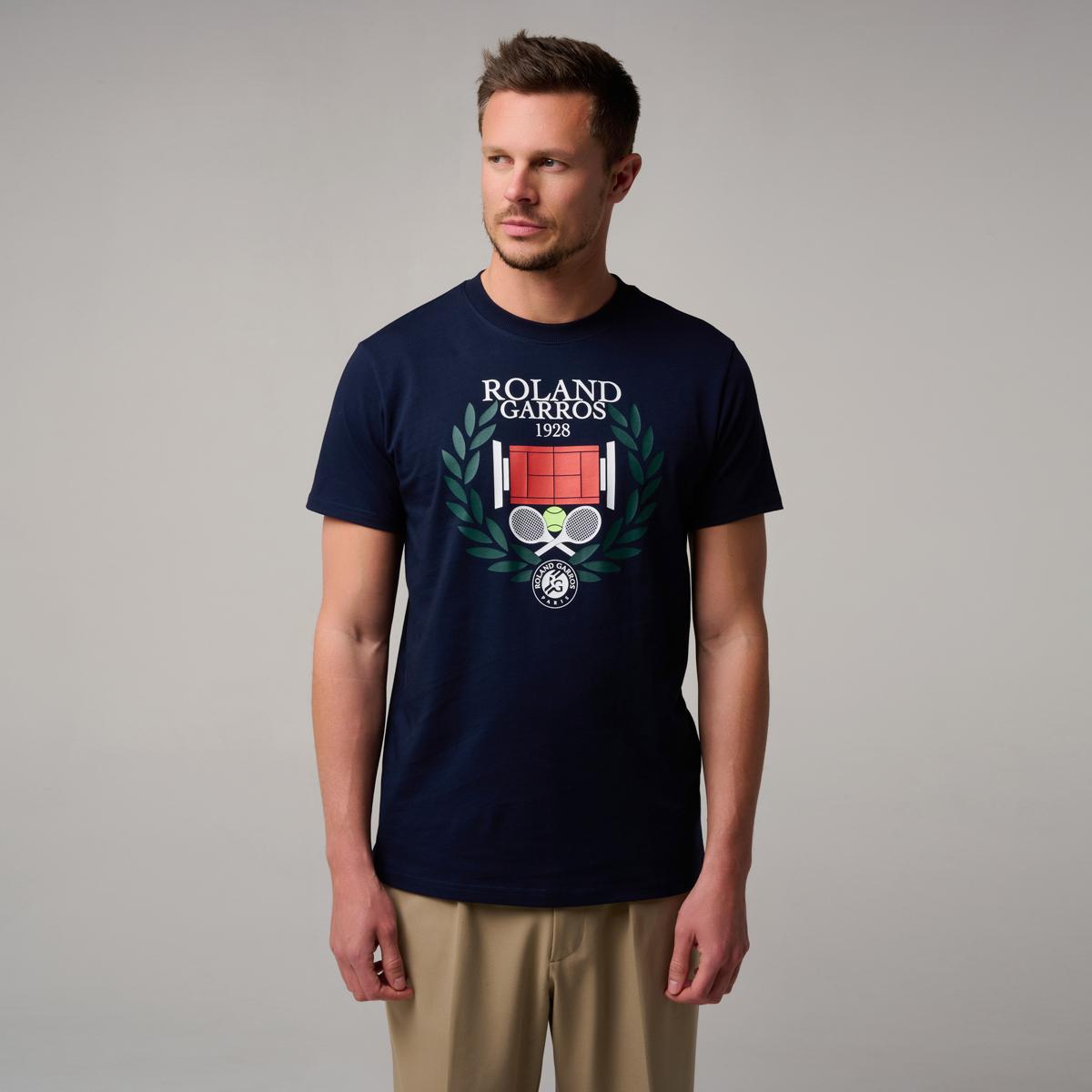 ROLAND GARROS テニス Tシャツ L ネイビー Roland-Garros crown men T-Shirt - Navy blue | Roland-Garros Store