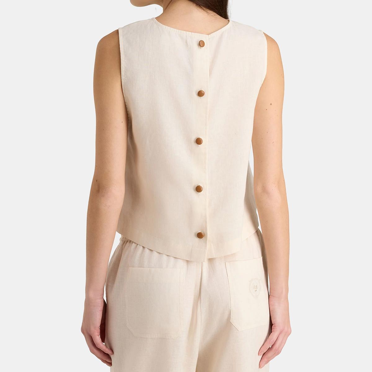 Galeries Lafayette x Roland-Garros linen women Tank top - Ecru