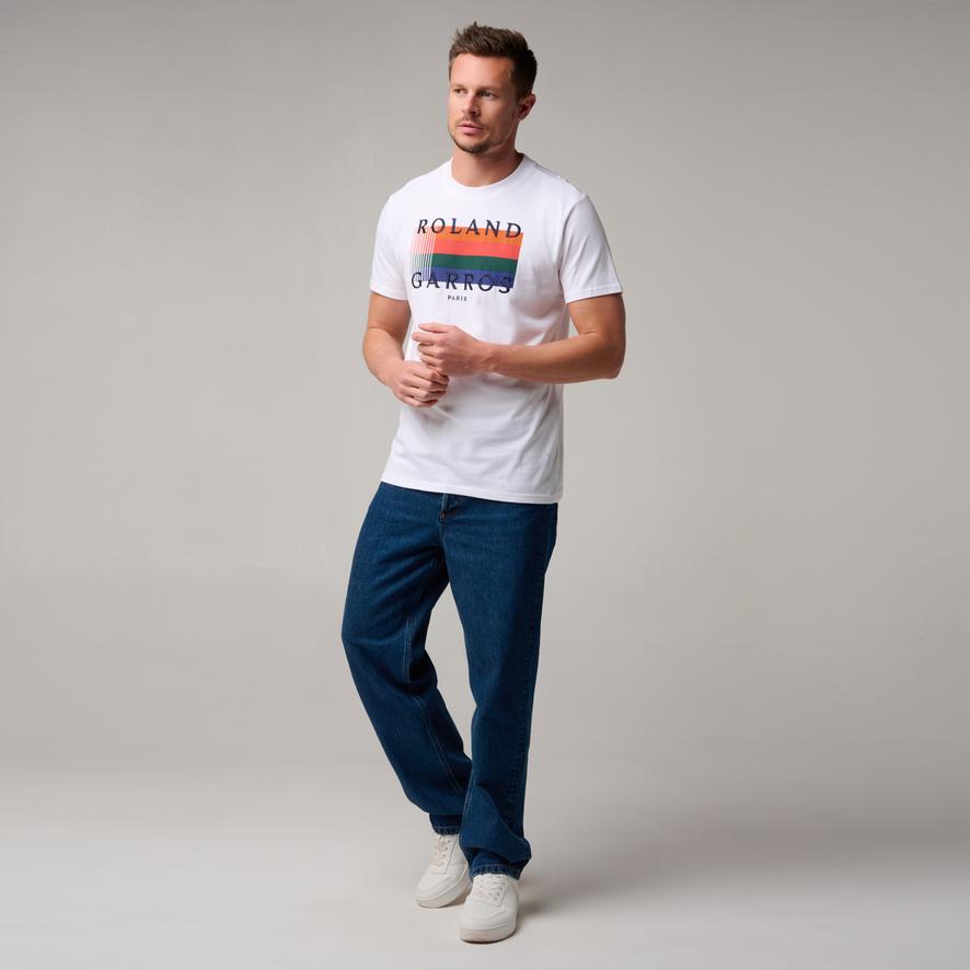 Roland-Garros Color Lines men T-Shirt - White | Roland-Garros Store
