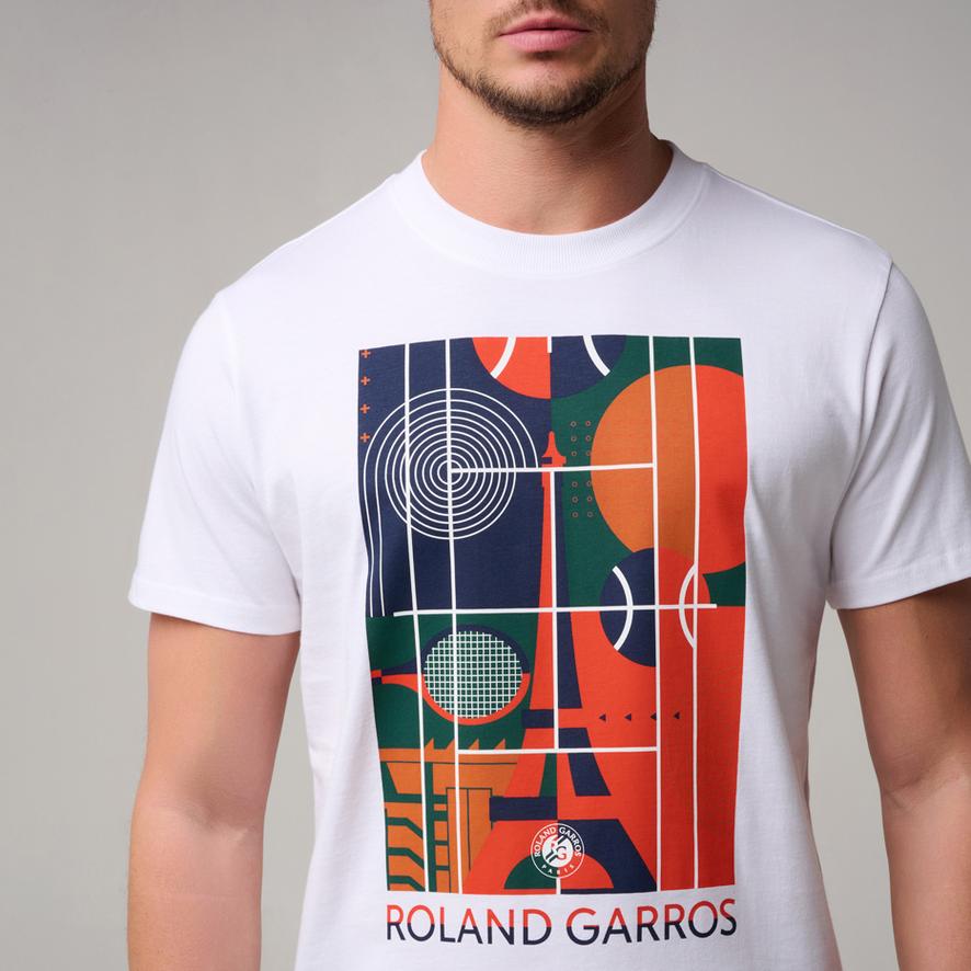 Roland-Garros Eiffel court men T-Shirt - White | Roland-Garros Store