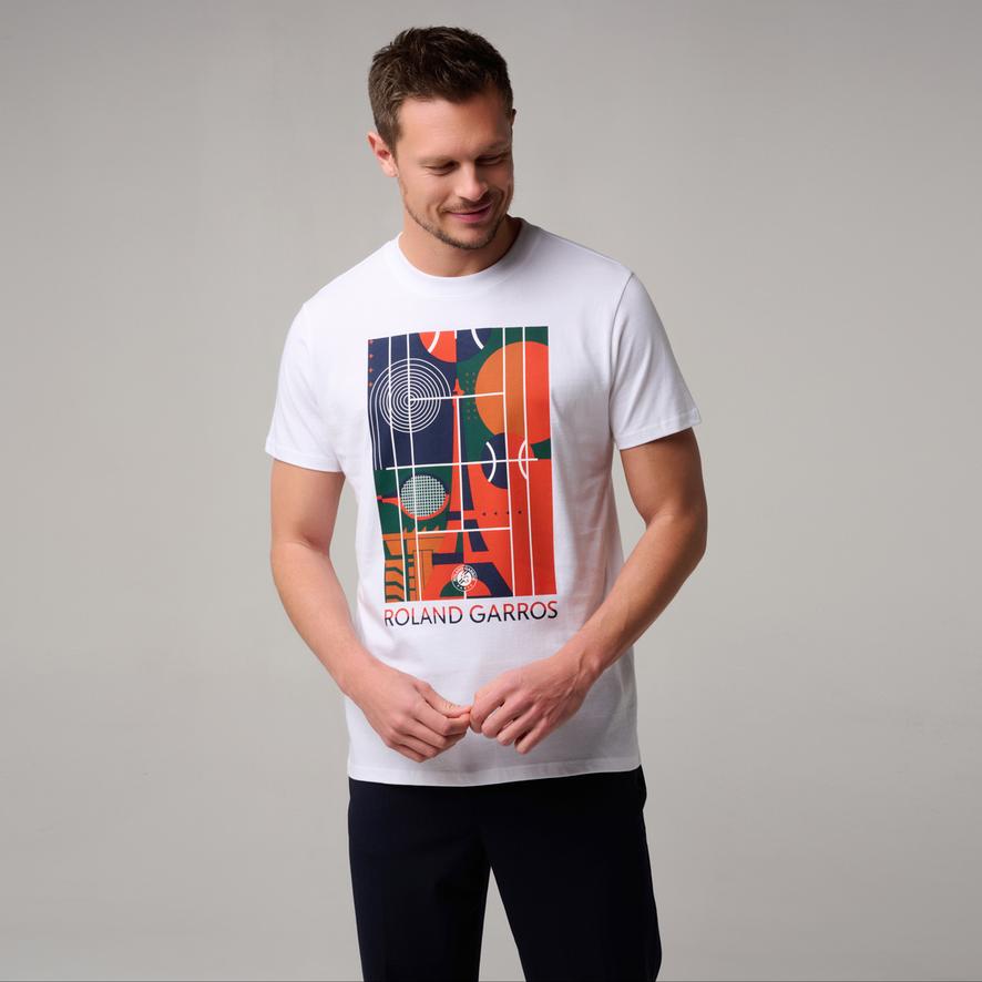 ROLAND GARROS レッドクレー Tシャツ Lサイズ Roland-Garros Eiffel court men T-Shirt - White | Roland-Garros Store