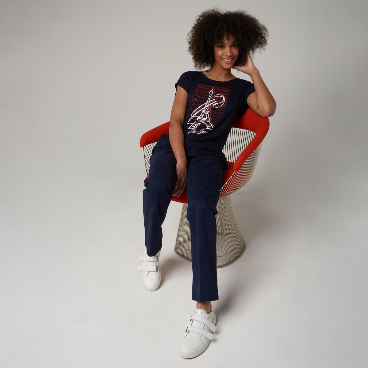 Roland Garros Eiffel Tower woman t shirt Navy blue Roland