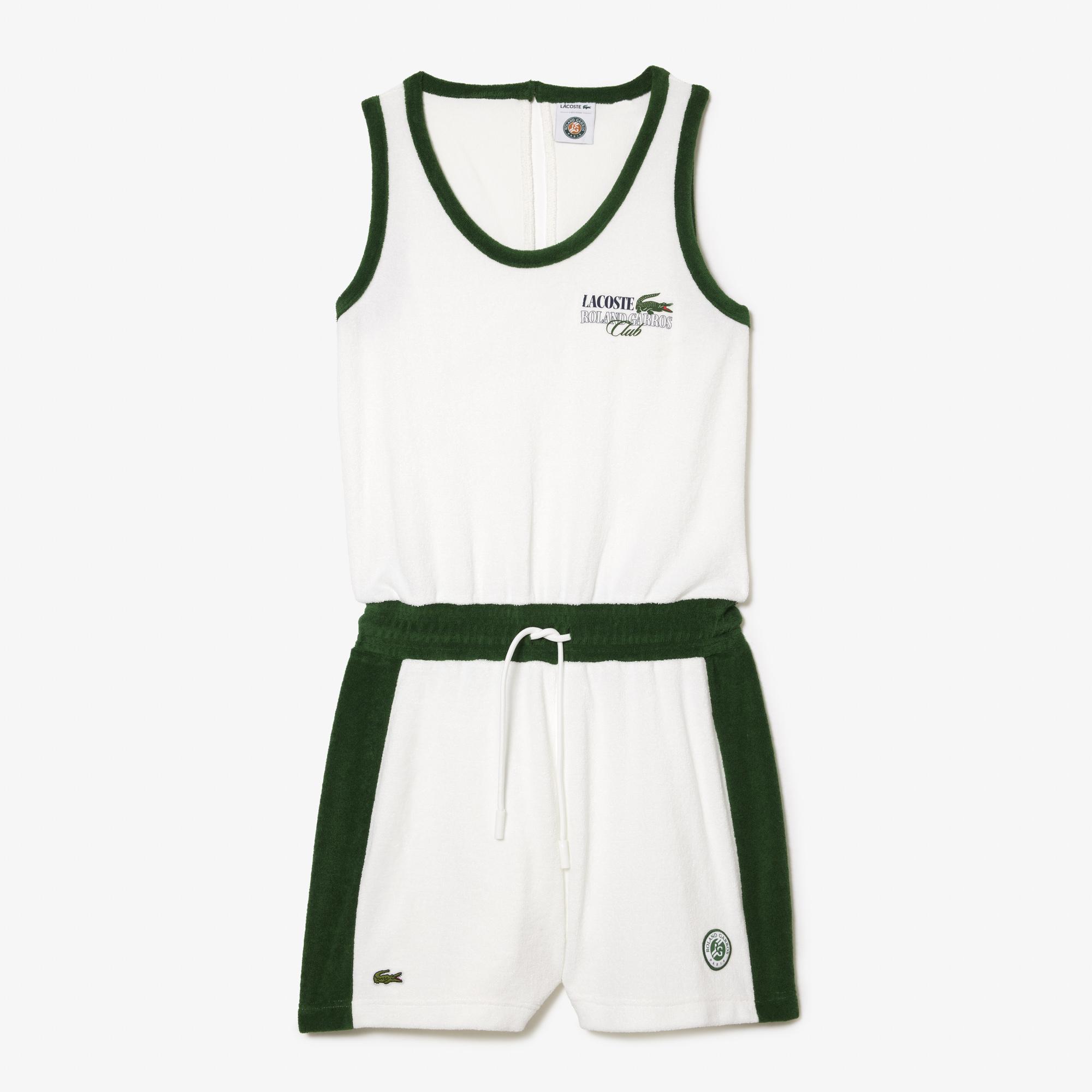 Lacoste Roland Garros ワンピース Lacoste x Roland-Garros Women's Terry Playsuit – White