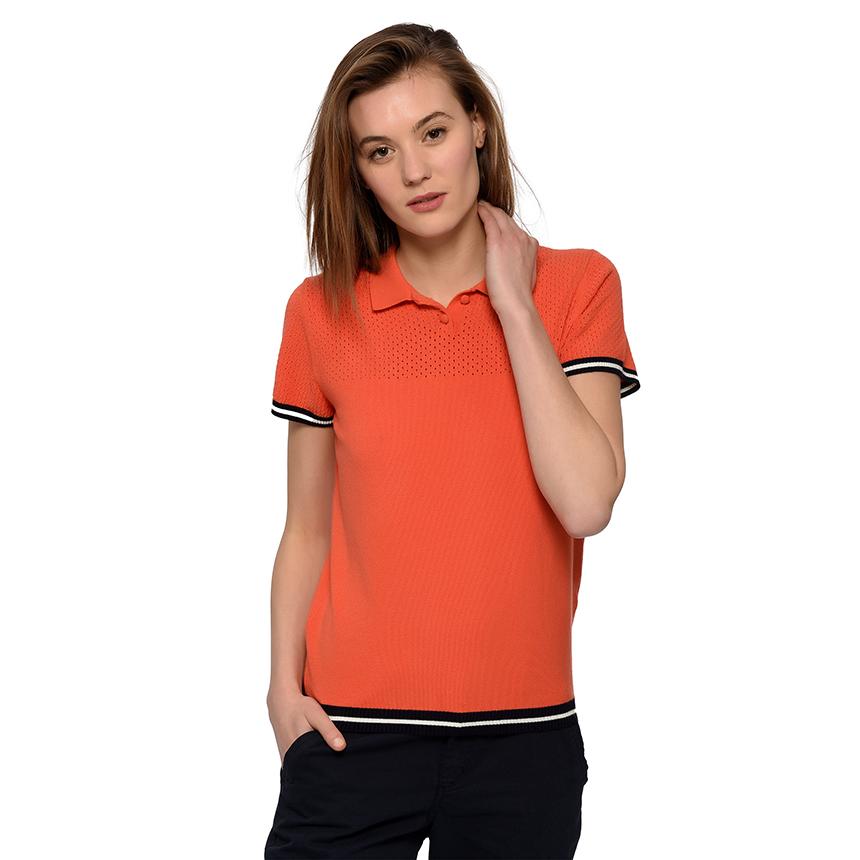 Women S Musketeers Cup Polo Shirt With Striped And Hemstitched Sleeves Clay Orange Roland Garros Store