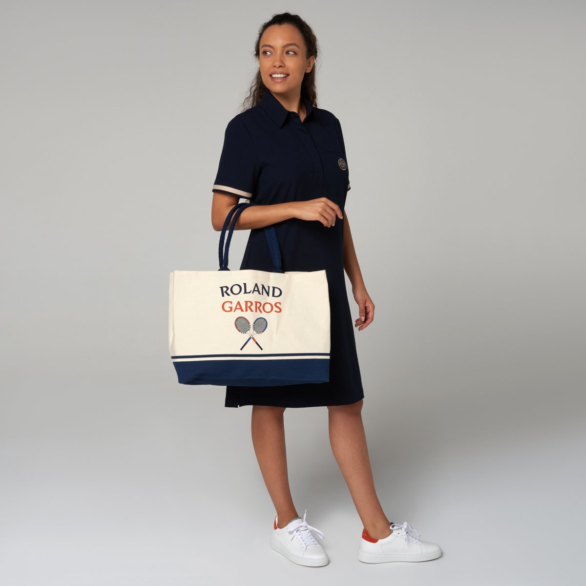 Roland-Garros reusable shopping bag - Ecru and clay