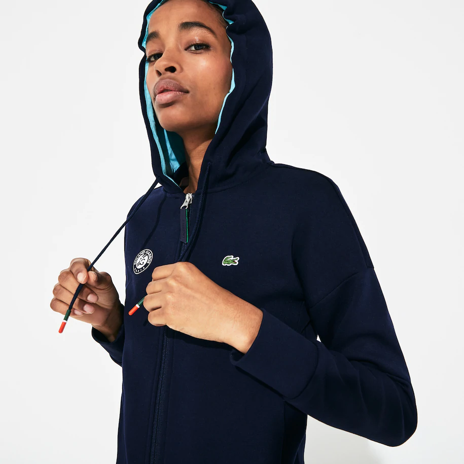 Women's zip-up sweatshirt Lacoste x Roland Garros printed navy blue | Roland-Garros Store