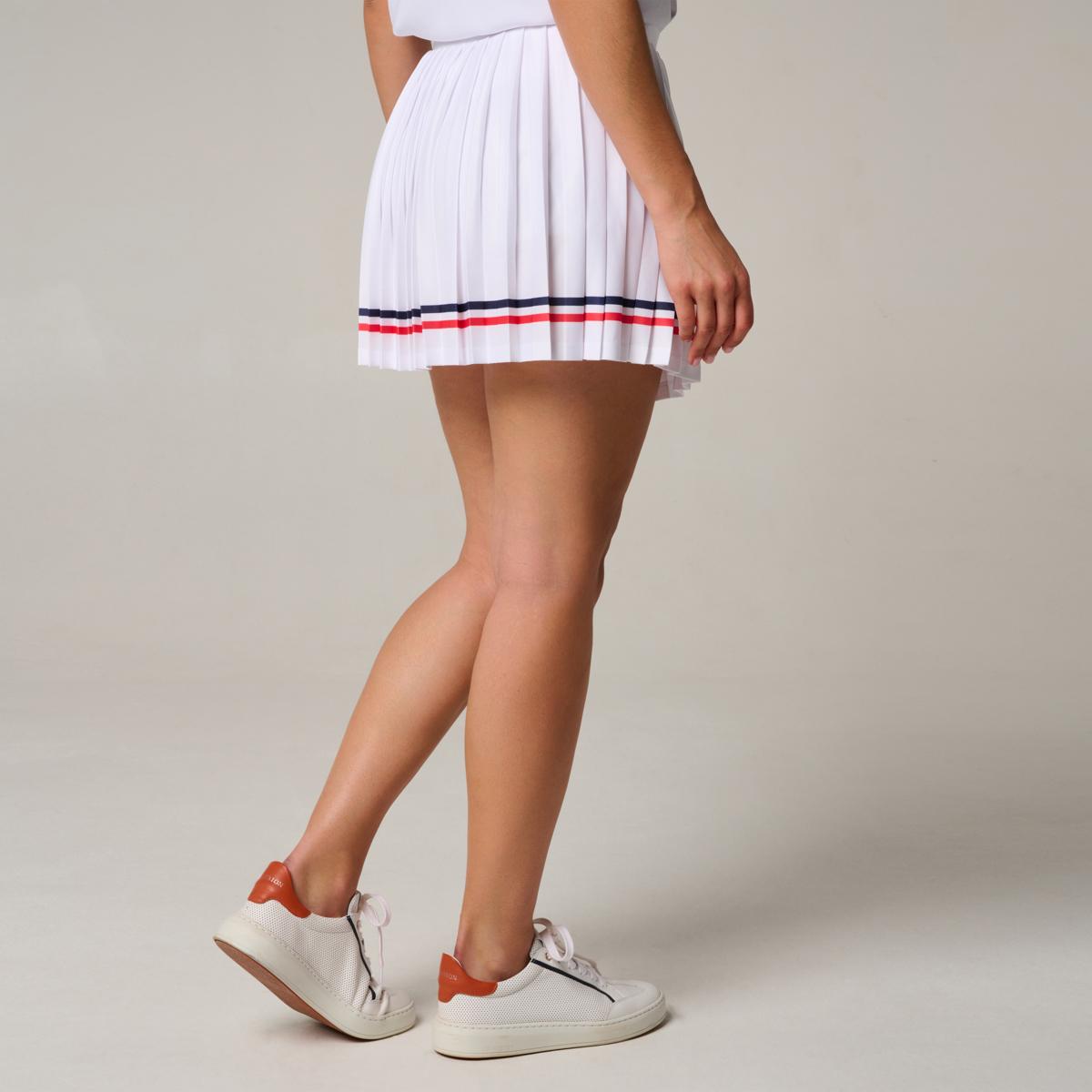 Jupe plissee Tricolore femme Roland Garros Blanc Roland Garros Boutique