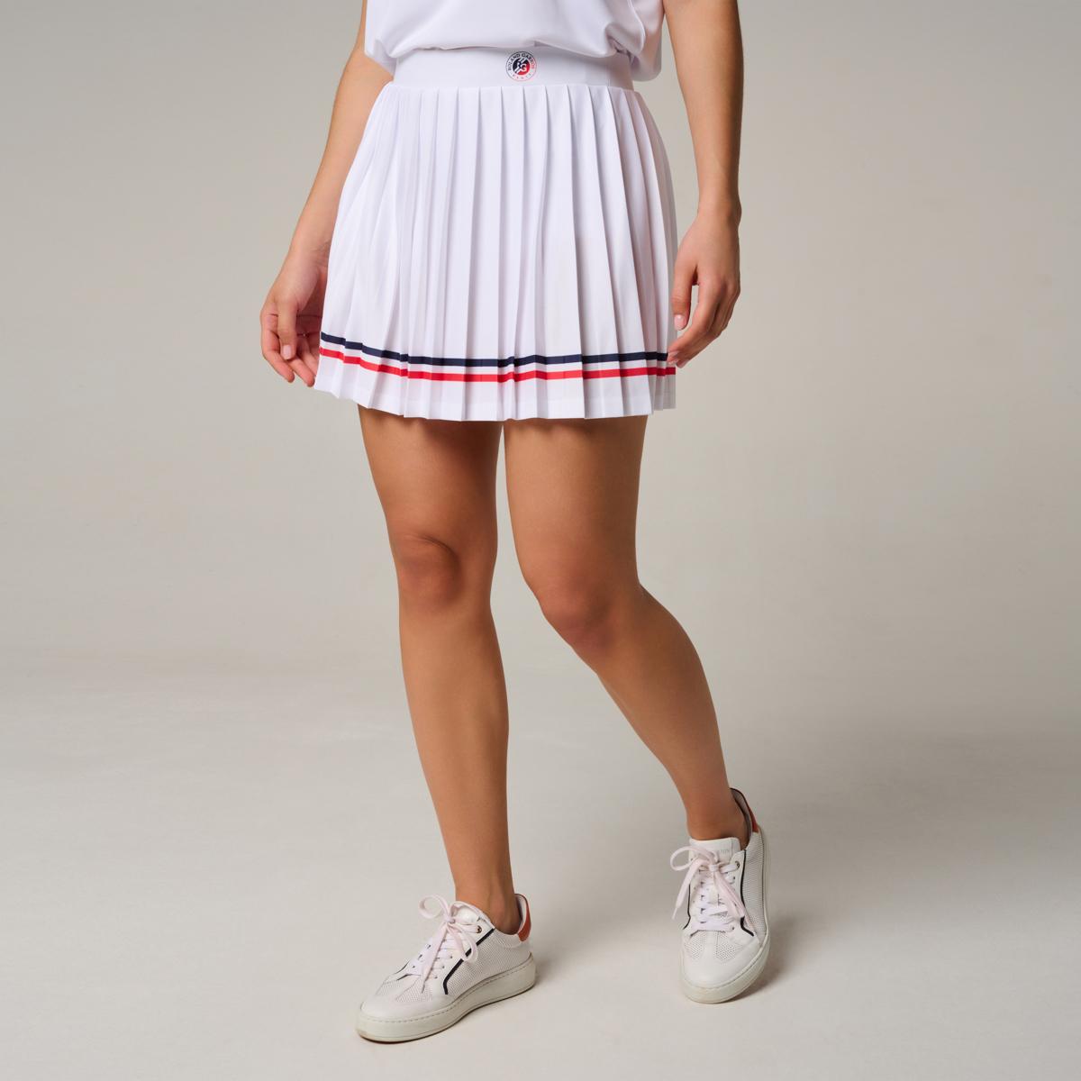 Jupe plissee Tricolore femme Roland Garros Blanc