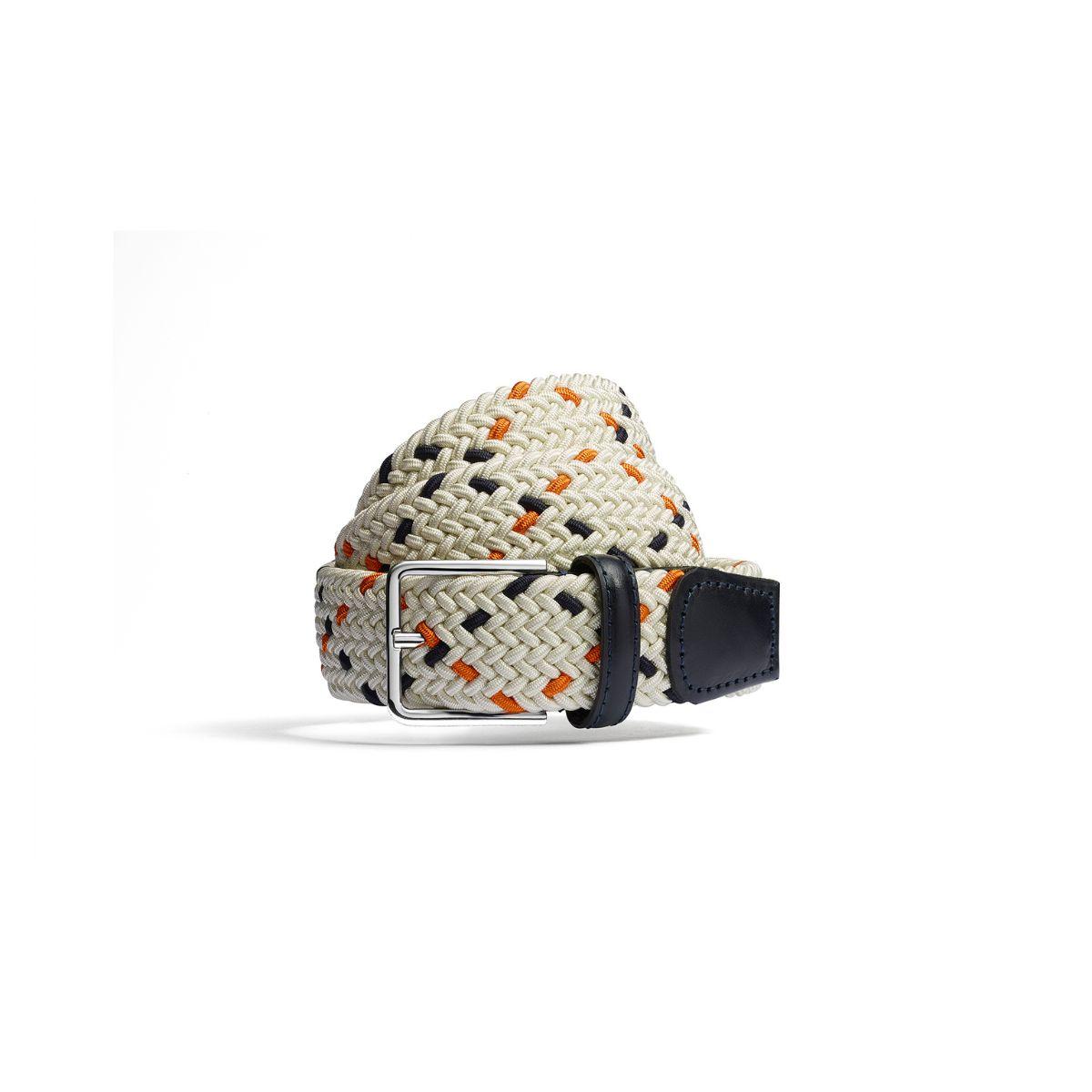 J.M. Weston x Roland Garros Woven Elastic Braided Belt - Ecru