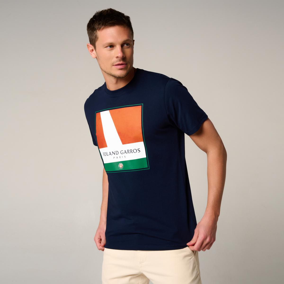 Roland Garros line court men s t shirt Navy Blue Roland Garros Store