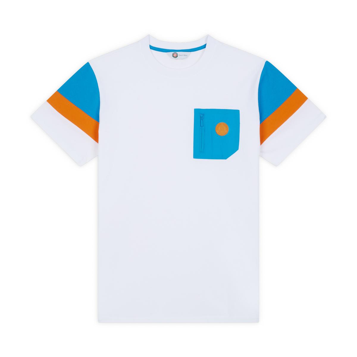 T-shirt Roland Garros Garçon - Collection Pop Energy - 100% Coton - Blanc Avec Poche Zippée