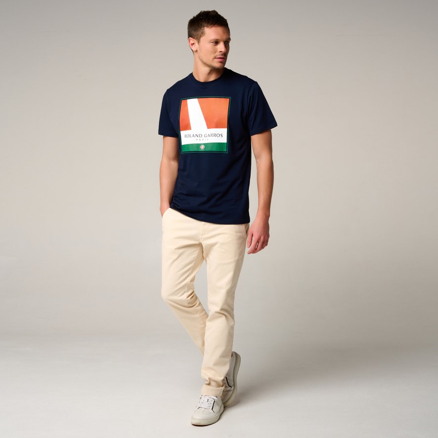 Roland-Garros line court men's t-shirt - Navy Blue | Roland-Garros Store