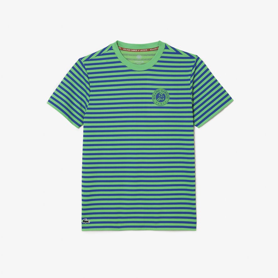 爆買いしたくなる Lacoste x Green - T-shirt Stripes Unisex's Roland-Garros ウェア