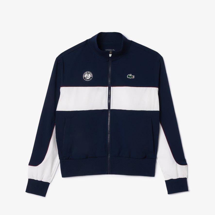 Veste lacoste blanche et bleu discount