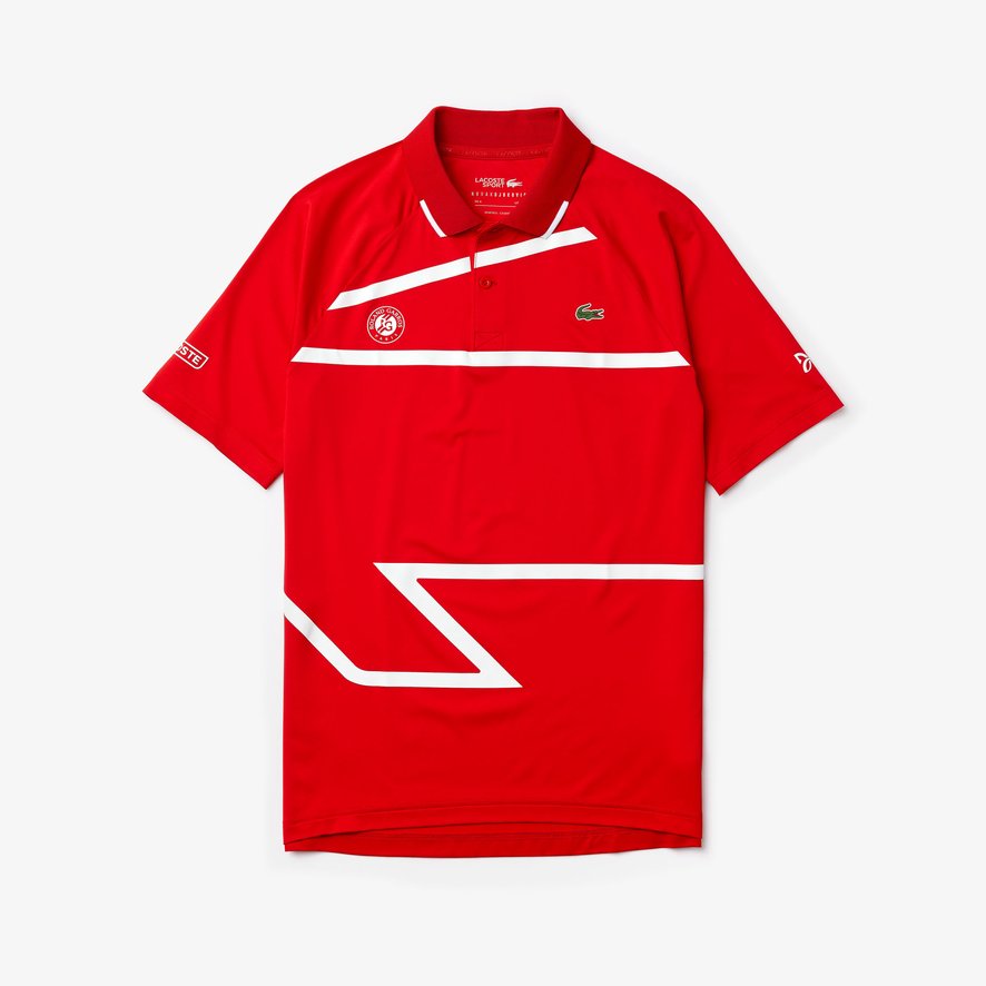 red and white lacoste shirt