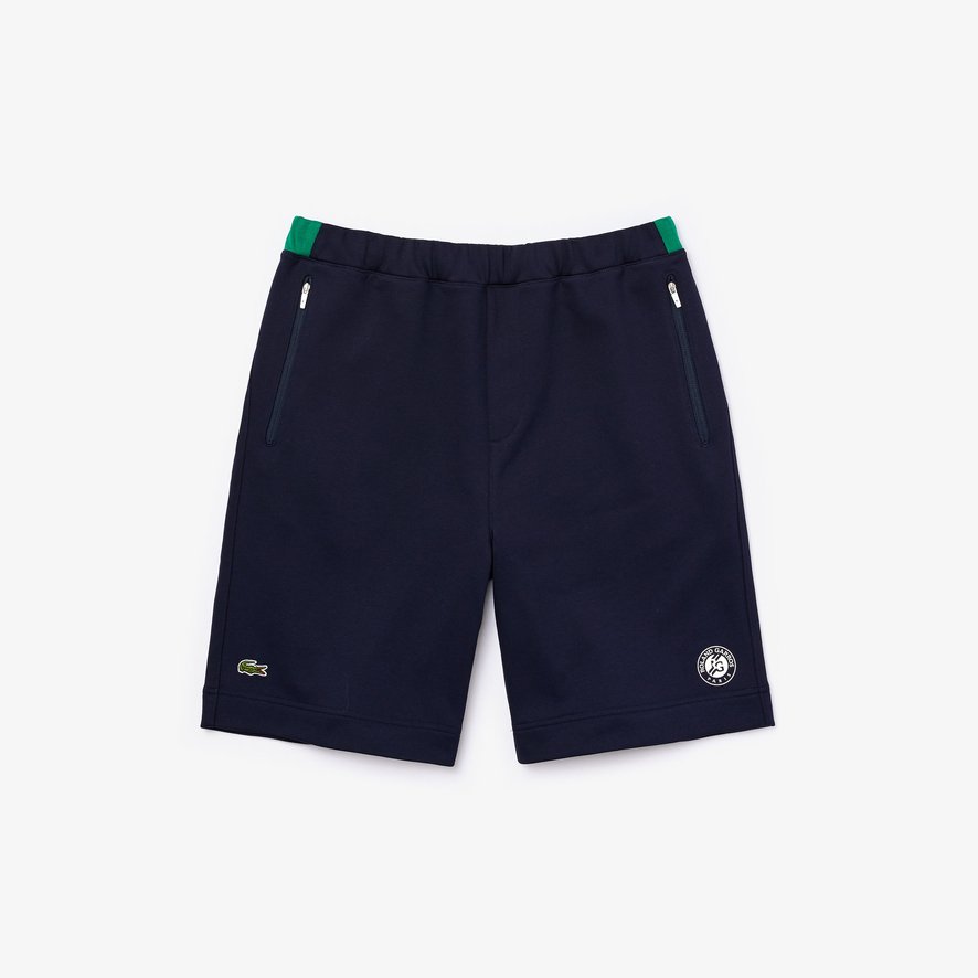 lacoste navy fleece shorts