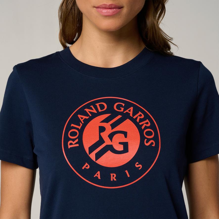 【メーカー公式ショップ】 Roland-Garros Store Roland-Garros | Navy - T-shirt logo woman ウェア