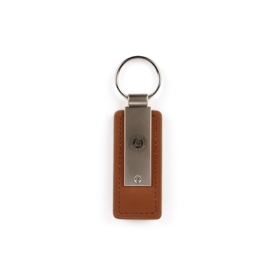 Leather and metal Roland Garros key ring - clay | Roland-Garros Store