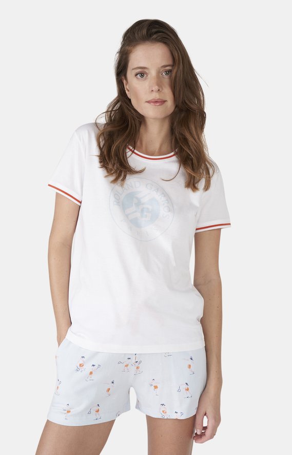 Pyjama court femme Arthur x Roland Garros Blanc Roland Garros Boutique