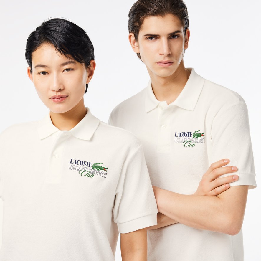 Lacoste x Roland Garros Edition Man Terry Polo Shirt White Roland Garros Store
