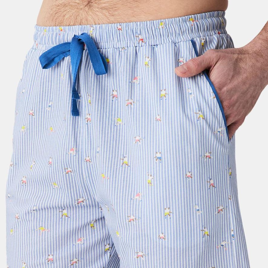ARTHUR - Pyjama Homme, Ensemble Manches Longues et Pantalon - 100% Coton Bio Chaud et Doux pour l'hiver - Motif Golf Carreaux Bleu - Taille S