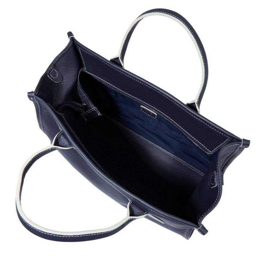 Lancel Paris x Roland-Garros Zipped Leather Tote Bag - Navy