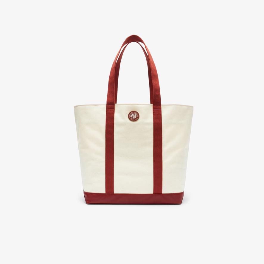 ★LACOSTE★ Women's Roland Garros Large Shopper Bag NF4945R5 Lacoste x Roland-Garros Shopping bag - Ecru | Roland-Garros