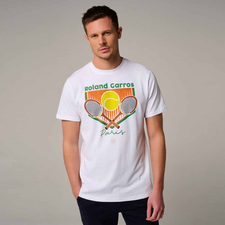 Roland-Garros man Racquets T-Shirt - White | Roland-Garros Store
