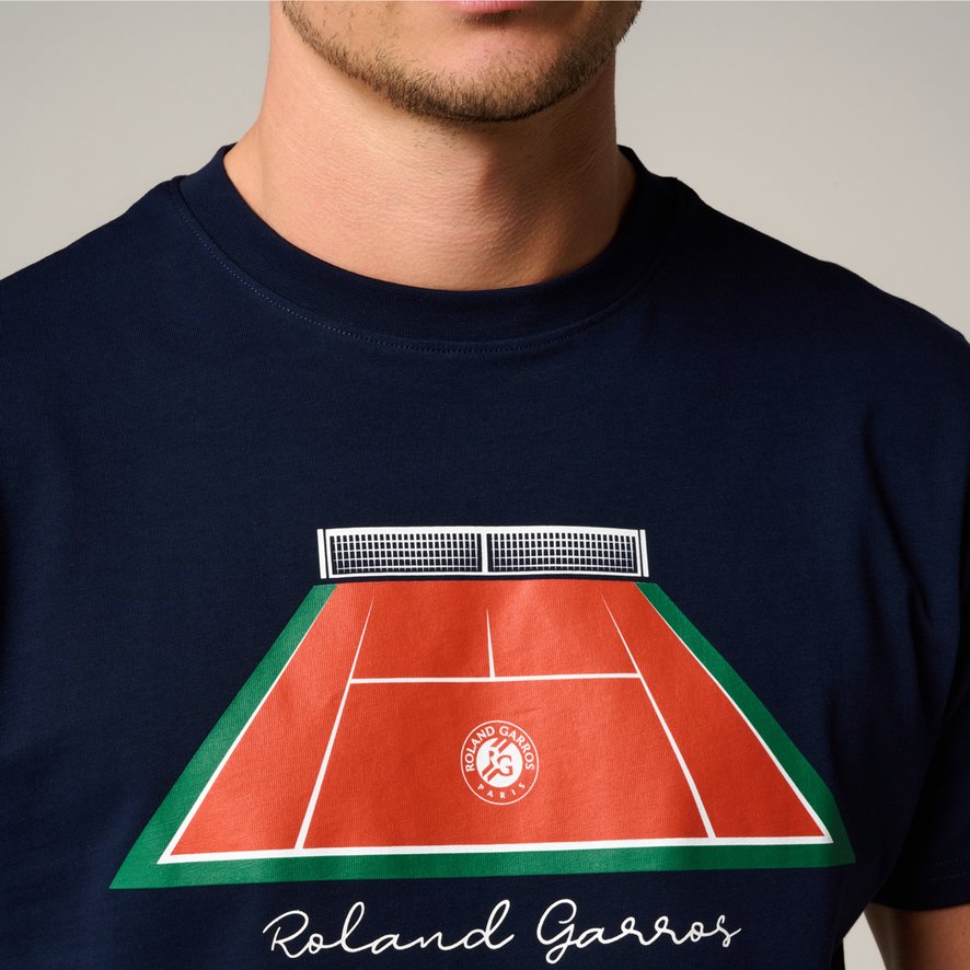 ROLAND GARROS レッドクレー Tシャツ Lサイズ Roland-Garros man Court T-Shirt - Navy | Roland-Garros Store