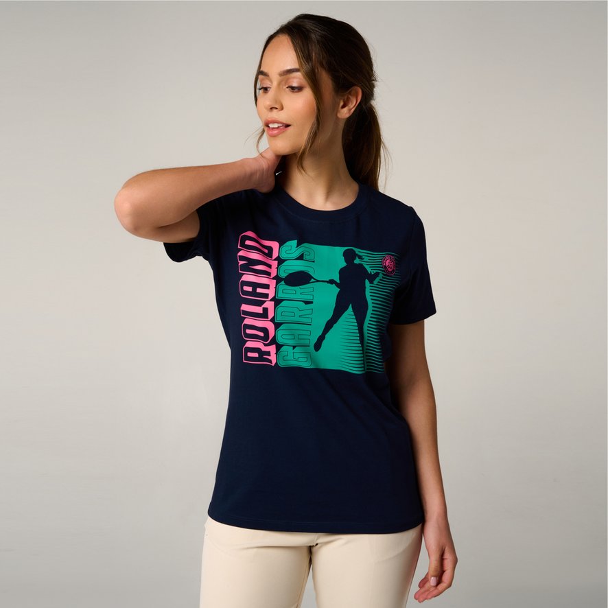 Roland Garros T-Shirt Femme – Collection Officielle Tennis – Coton, Taille Adulte