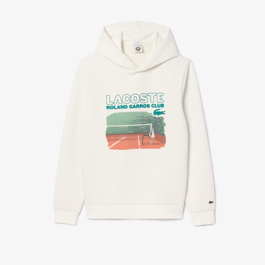 LACOSTEとPolaroid コラボレーションパーカーL ホワイト Lacoste x Roland-Garros Club Man Hoodie - Ecru | Roland-Garros Store