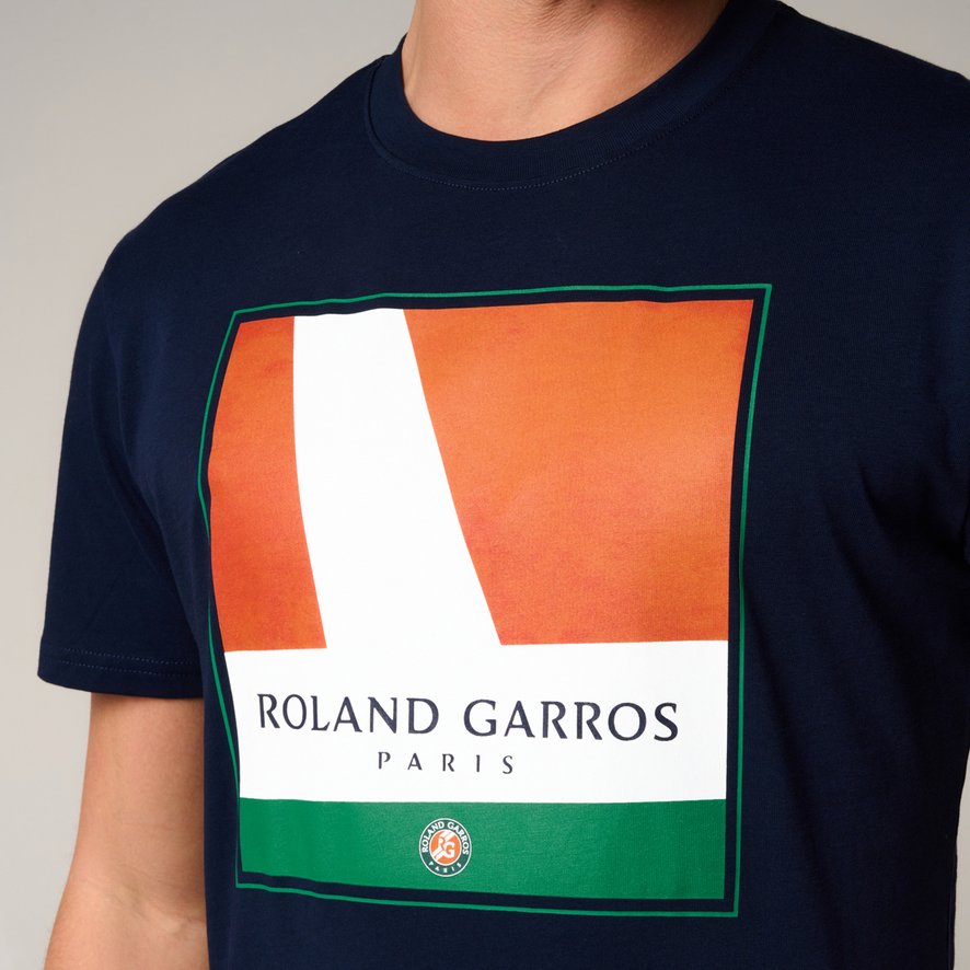 Roland-Garros line court men's t-shirt - Navy Blue | Roland-Garros Store