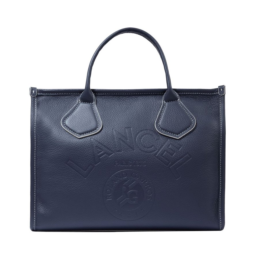 Navy leather tote outlet