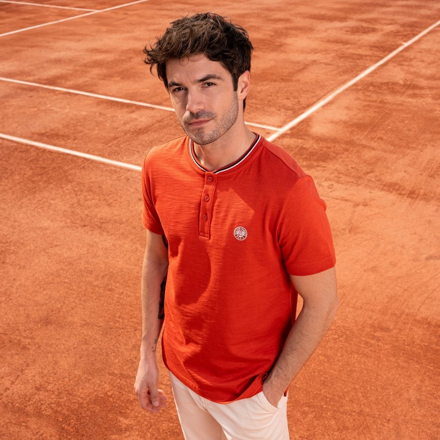 Roland-Garros Heritage Mao Collar Men's Polo - Clay | Roland