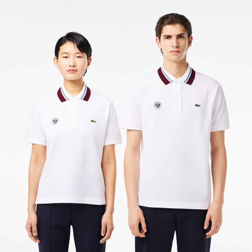 Lacoste x Roland Garros Unisex Referee Polo White Roland Garros Store