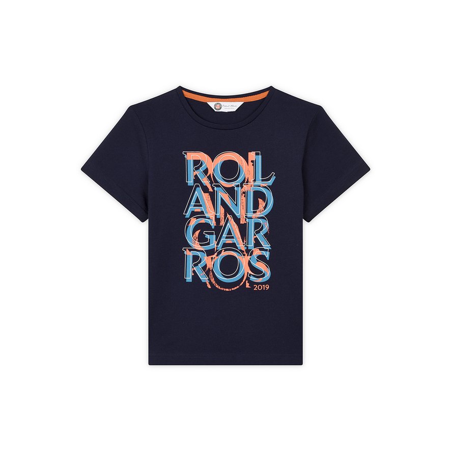 Boy S 19 Roland Garros Logo T Shirt Navy Blue Roland Garros Store