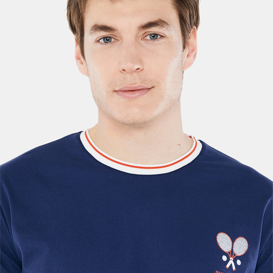 Pyjashort homme Arthur x Roland Garros Marine et ecru Roland Garros Boutique