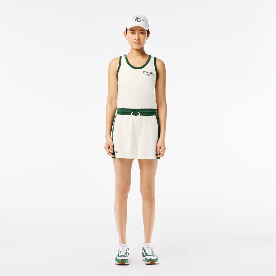 Lacoste Roland Garros ワンピース Lacoste x Roland-Garros Women's Terry Playsuit – White