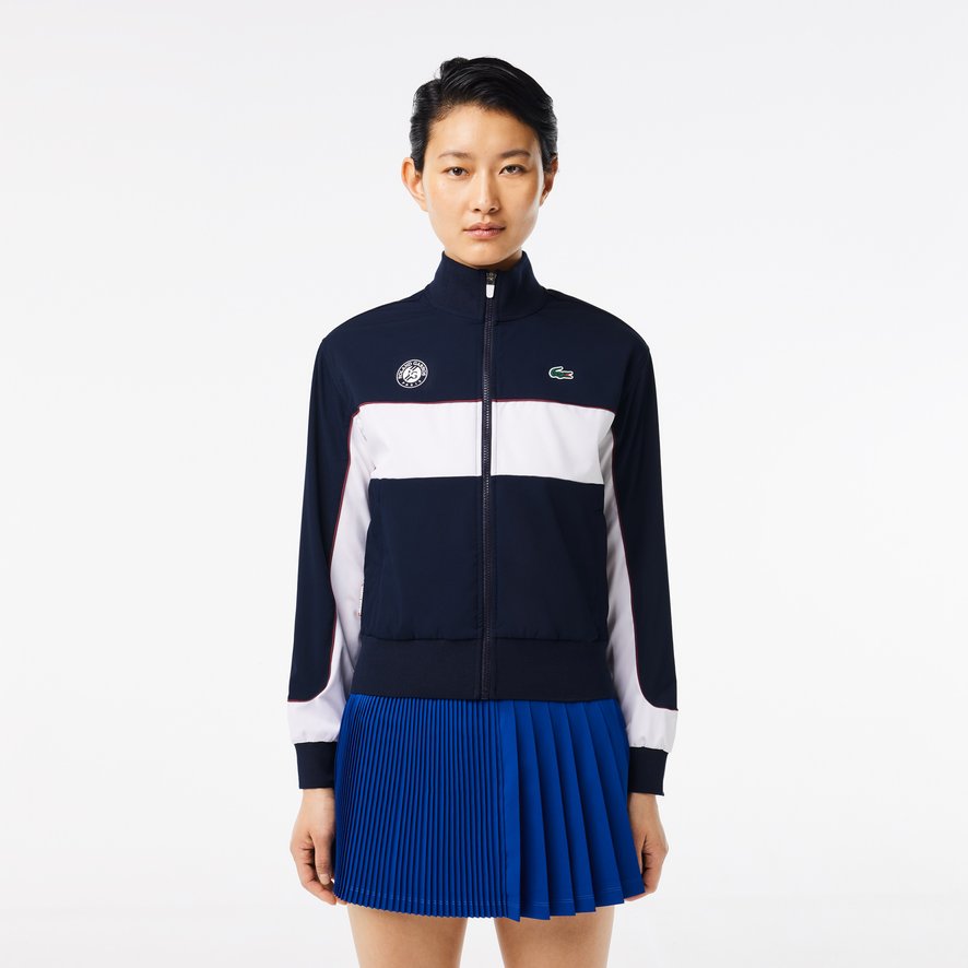 Lacoste jacket blue and white online